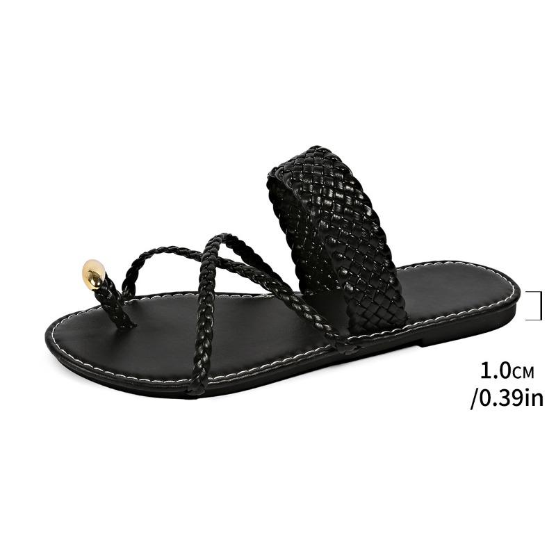 Summer new style flat bottom set toe slippers women's simple fashion lightweight beach cool slippers women
