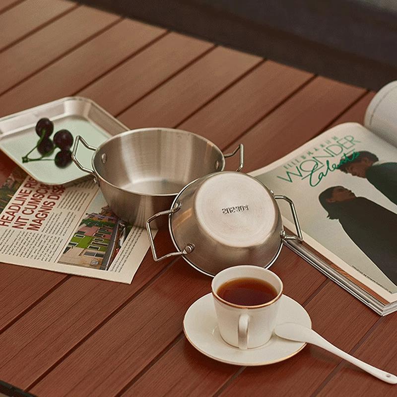 Multi-Use Stainless Steel Kitchen Cookware, Seafood Rice Pot, Paella Pan, Picnic Snack Plates.