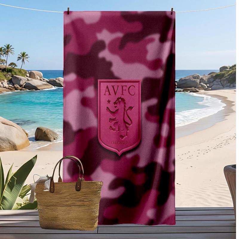 Asciugamano da Spiaggia con Stampa Calcio Aston Villa, Asciugamano Grande Morbido ad Asciugatura Rapida per Spiaggia Campeggio Nuoto