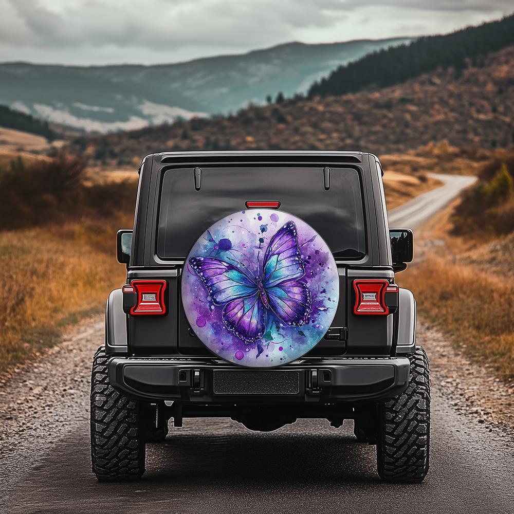 Watercolor Butterfly Shadow Pattern Tire Covers, Suitable For Family Cars, Mpvs, Station Wagons, And Urban Suvs, Featuring A Fre