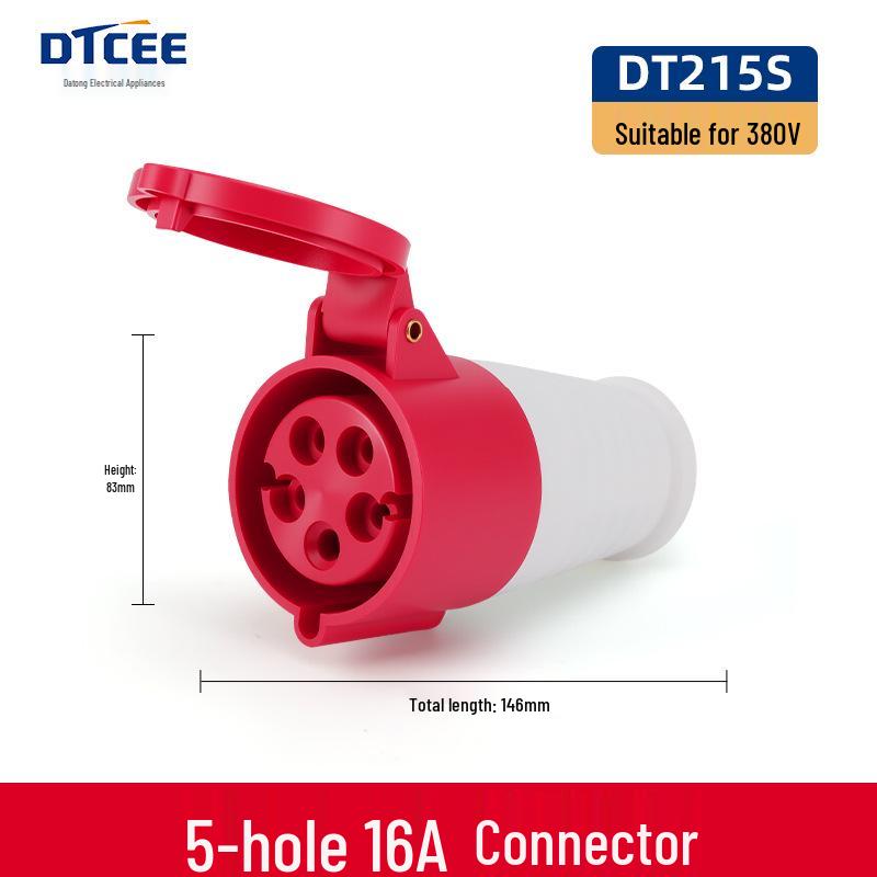Industrial 16/32A Non-Explosion Proof Aviation Socket with 3-Core, 4-Core, 5-Core Connectors, Three-Phase, Four-Wire, 380V.
