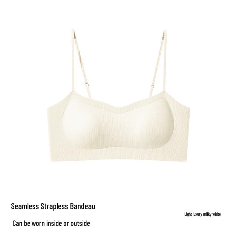 Seamless Push-Up Strapless Bra & Anti-Exposure Tank Top for Small Chest L молочно-белый