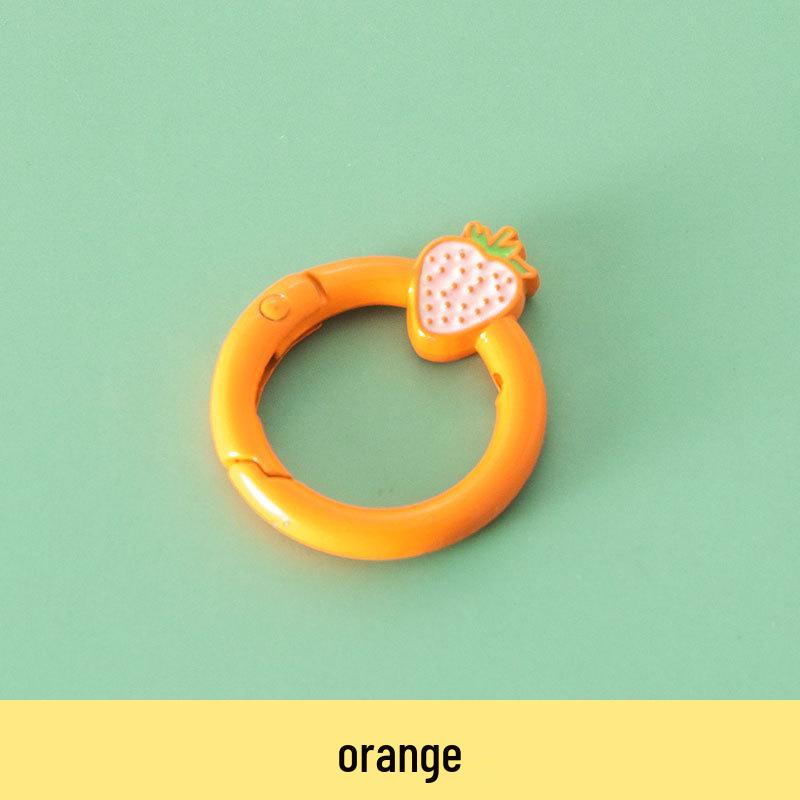 Baked Paint Strawberry Spring Ring Keychain Jewelry Hardware Accessory