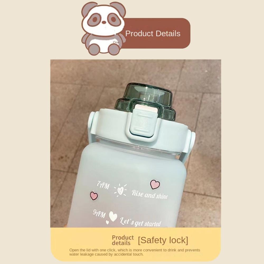 Handheld Colorful Water Bottle with Straw Colorful Water Plastic Bottle  School Supplies