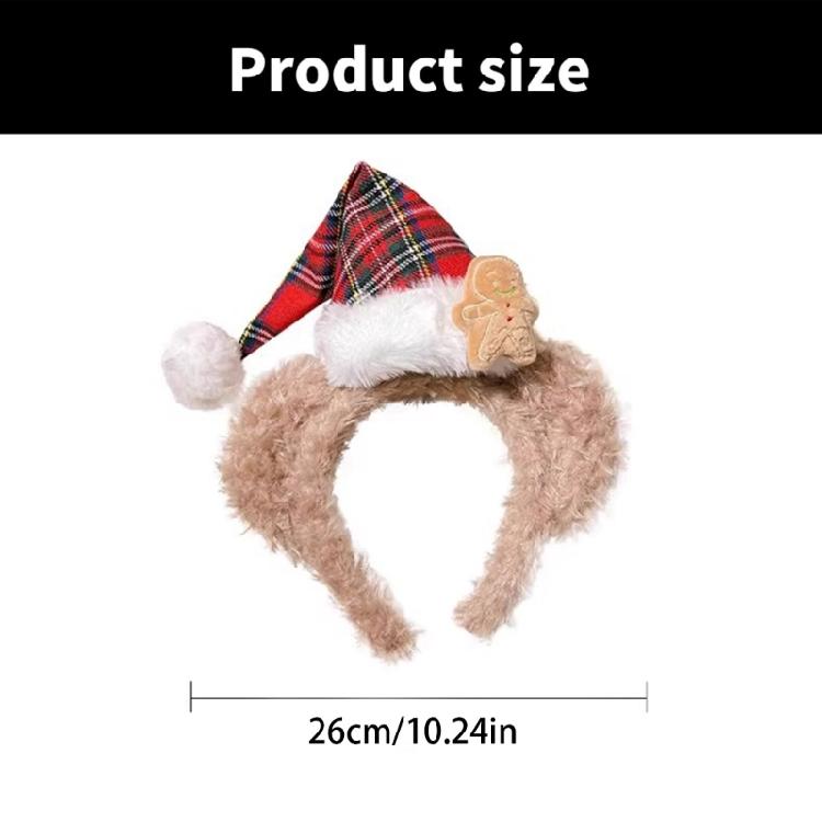 Plush Christmas Headband Festival Bear Hairhoop with Santa Hat Family Gathering Headhoop Holiday Party Props Hairband