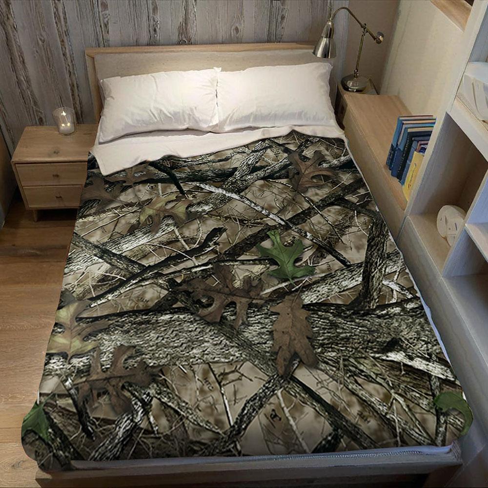 Woodland Camo Printed Blanket Suitable for Sofas Beds Offices Travel Camping Chairs Warm Plush Blanket