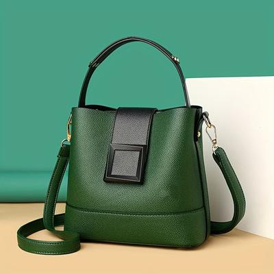 Simple Bucket Bag, Trendy Top Handle Purse, Women's Fashion Shoulder Bag