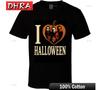 I Love Heart Halloween Parody Pumpkin Fan T Shirt In Y2K Trend Style for Female Casual Aesthetic Cotton Soft Crew Neck Tee