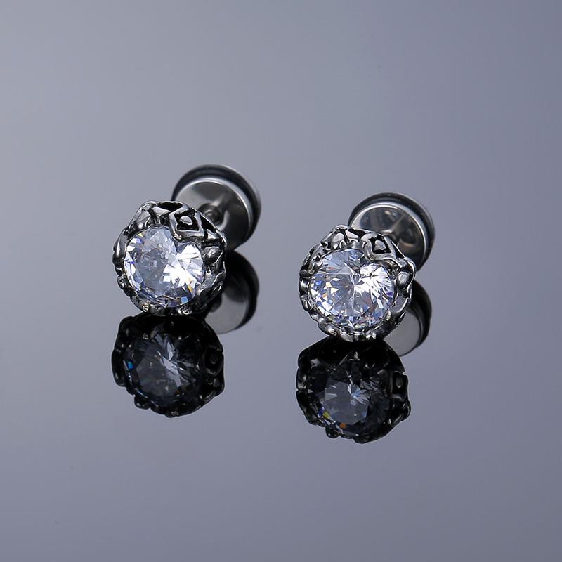 1 Pair New Style Gothic Dumbbell Stud Earrings For Men/Women Stainless Steel Punk Piercing Jewelry