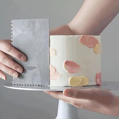 1 Stück Edelstahl Kuchenschaber, 4-seitiger Kuchenglätter, Backwerkzeuge, Küchenhelfer, Küchenzubehör