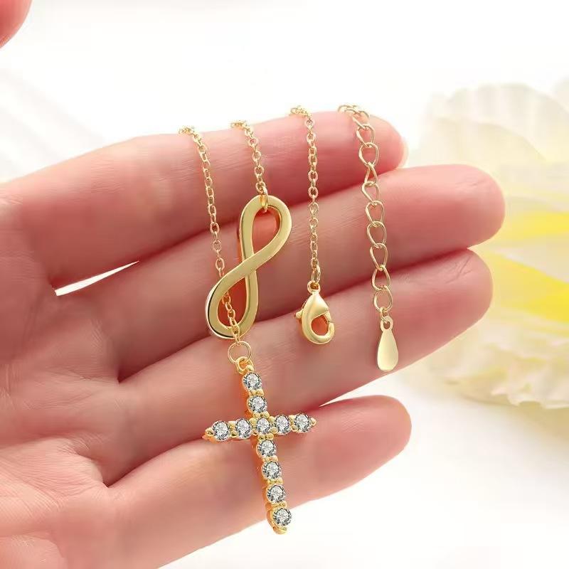 2025 Customized High Quality Fashion New Design Infinite Symbols Mobius Buckle Geometric Cross Pendant Necklace
