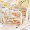 Transparent Pencil Case Foldable High Capacity Girls Removable Pain Bag New 2025 Canvas Makeup Bag pencil case
