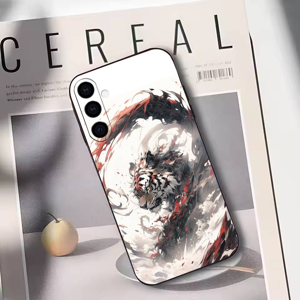 

Mythical Beast Dragon Tiger Art Phone Case For Samsung Galaxy A73,A72,A71,A70,A53,A52,A51,Soft Silicone Black Cover Samsung a53 5g
