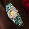 Orologio Bracciale Floreale da Donna Quadrante Rotondo con Strass Classico Casual Formale Orologio da Polso Bracciale al Quarzo Accessorio Gioiello di Moda