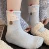 Australische Wollsocken für Damenwinter, Verdickte und warme Wadenlange Socken, Niedliche Cartoon-Schneemann-Schlafsocken, Hausbodensocken