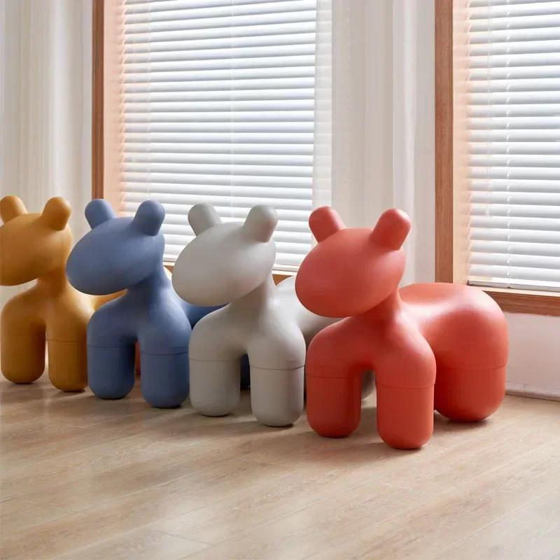 Creative Living Room Stool Pony Chair Living Room Simple Leisure Chair Animal Seat Creative Children Adult Chair Personalized