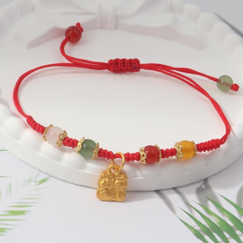 Handmade Braid Lucky Sheep Red String Bracelet Chinese Zodiac Sign New Year Rope Braided Bracelet Gifts For Women Men Kids