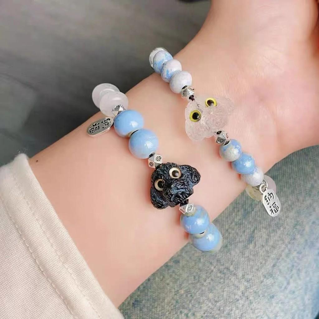 Dog Cute Resin Black Couple Bracelet Handmade Ceramic Beads Genderneutral
