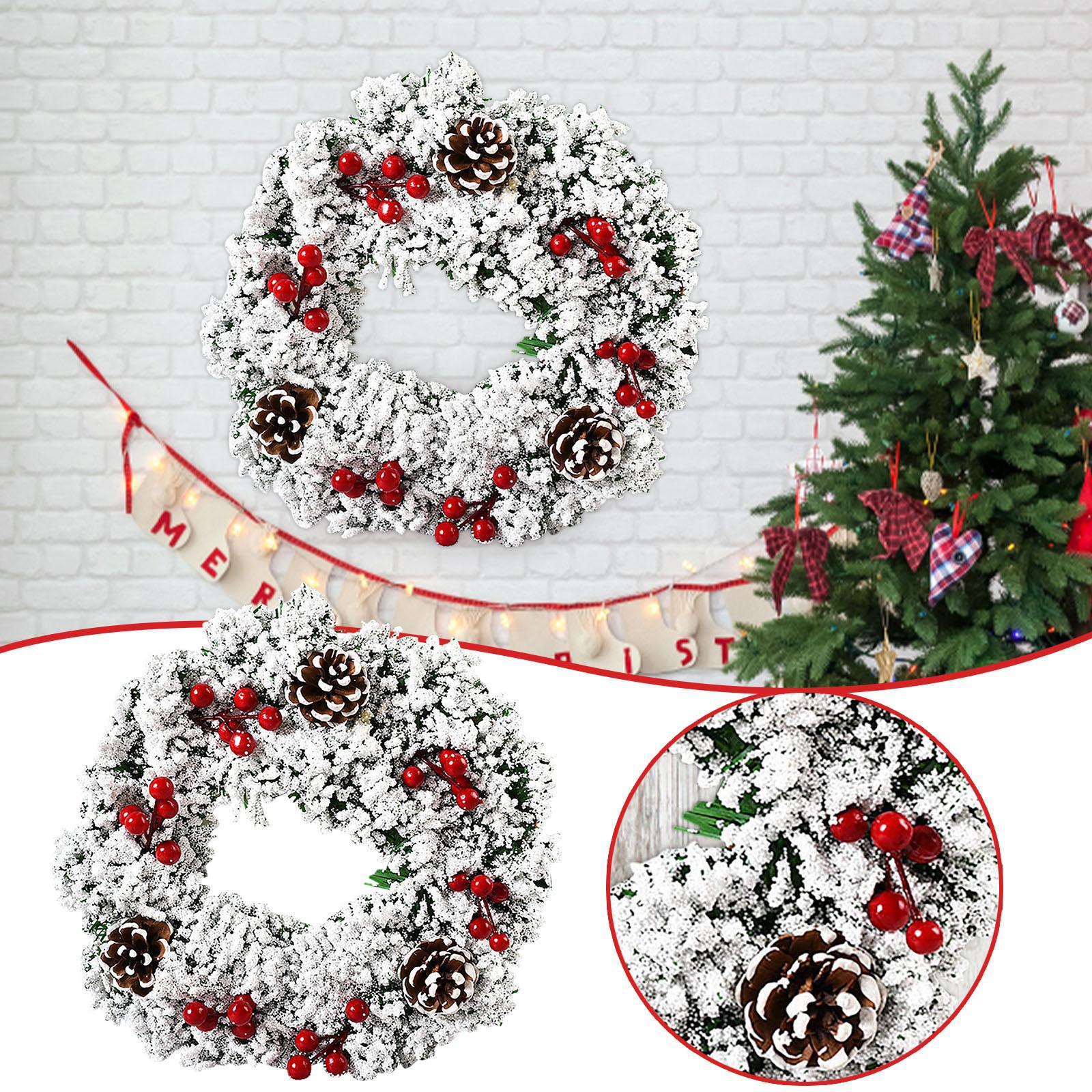 

Christmas Decoration Garland Front Door Hanging Ornament Christmas Wreath With Berries Pinecone Navidad New Year Party Supplies