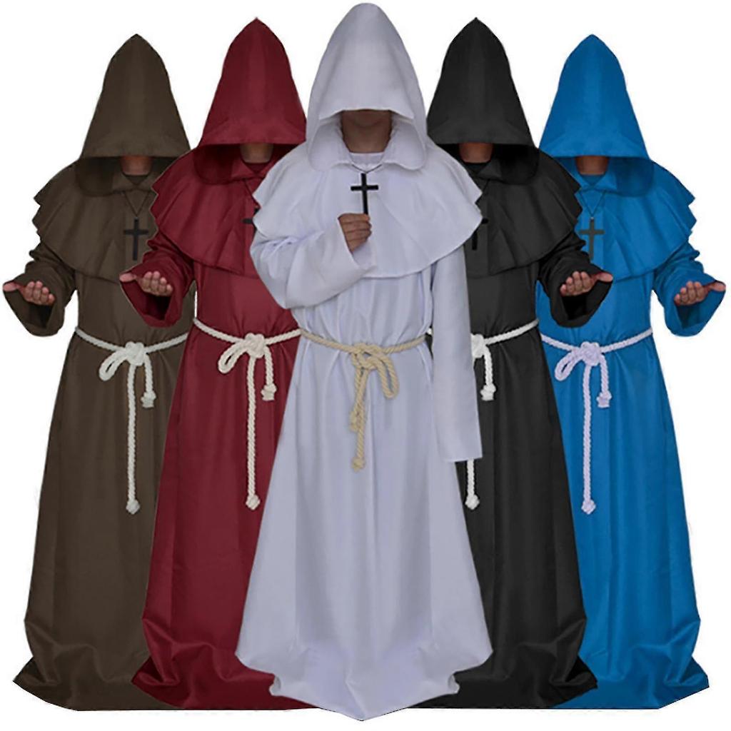 Męski Strój Mnicha z Kapturem Szata Płaszcz Peleryna Franciszkanin Średniowieczny Kapłan Kostium Cosplay