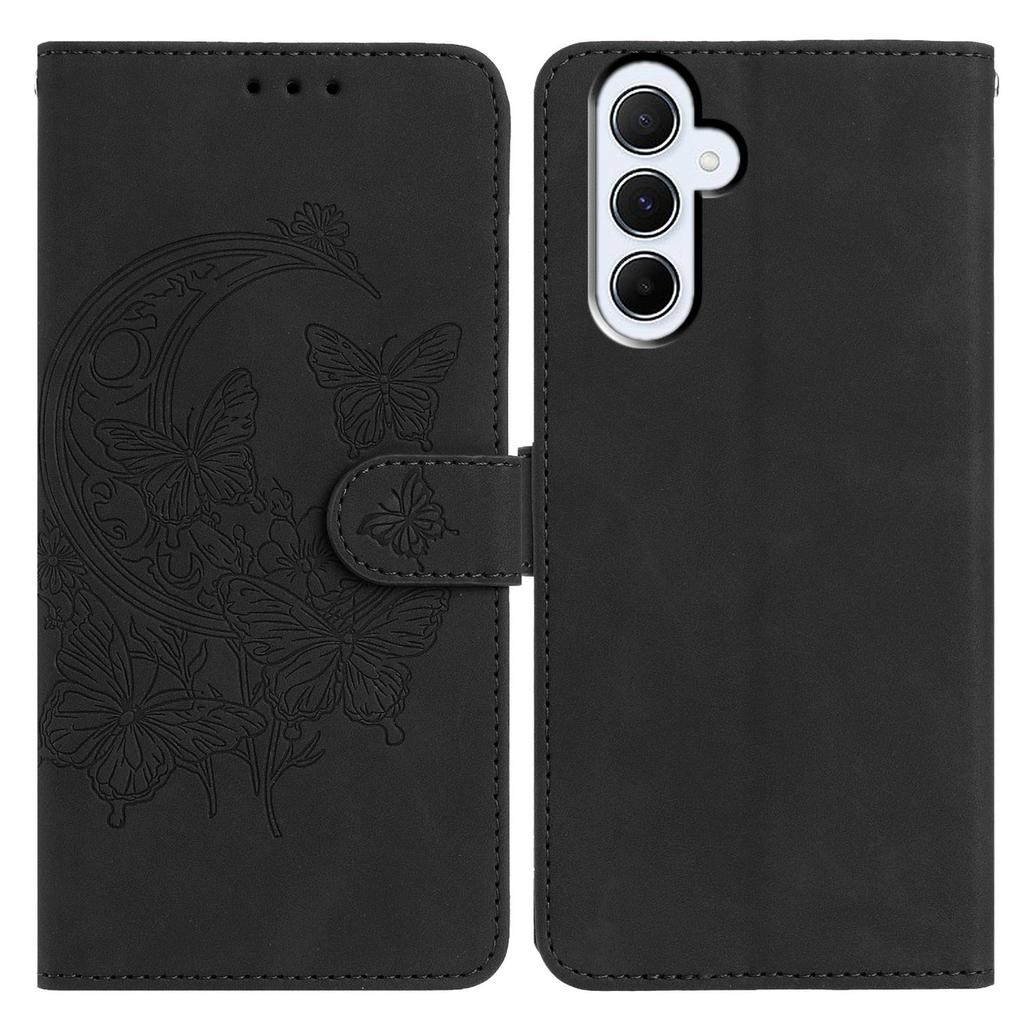 For Samsung Galaxy A55 5G Case Butterfly Flower Imprinted PU Leather Wallet Stand Phone Cover