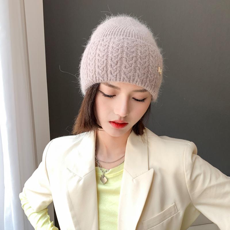 

Шапка Жіноча осінь-зима Декоративна вовняна шапка з хутра кролика з діамантами Тепла універсальна товста 54-58CM