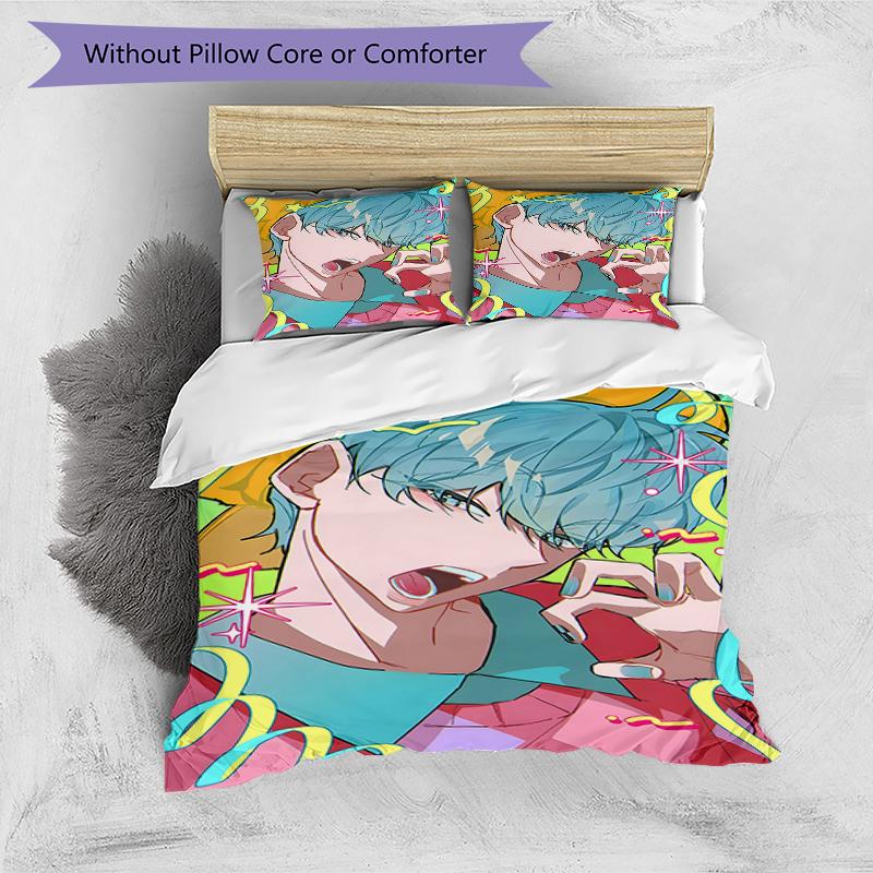 3pcs KPop Demon Hunters SAJA BOYS2 Design Cover Set - HD Printed Bedding with 1 Cover and 2 Pillowcases - Perfect for Home and Dorm Decor