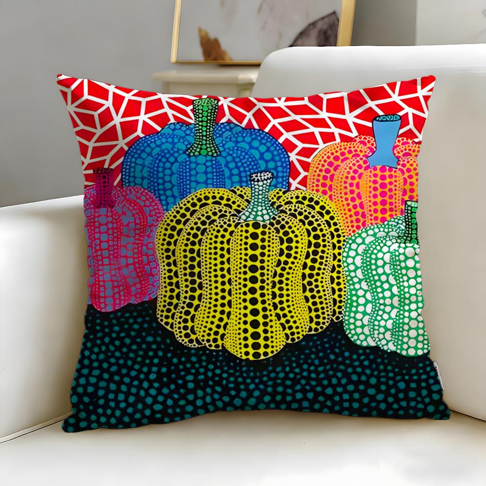 classic artist Yayoi Kusama Cushion Cover Soft & Easy-Wash Pillow Case – Versatile for Couch, Bed, Travel and Office