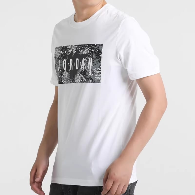 Jordan Poolside Floral T Shirts Men's White Crew Neck Moderate Straight Fit CQ2061-100