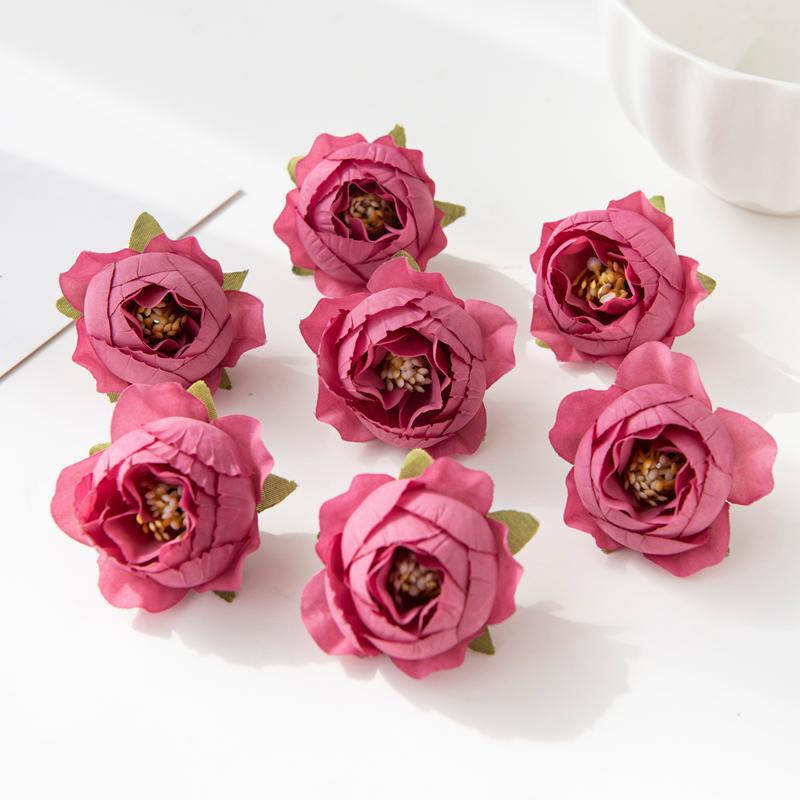 10Pcs Multicolor Artificial Flowers Silk Rose Wedding Christmas Garlands Accessories Home Garden Diy Scrapbook gift box Hot sale