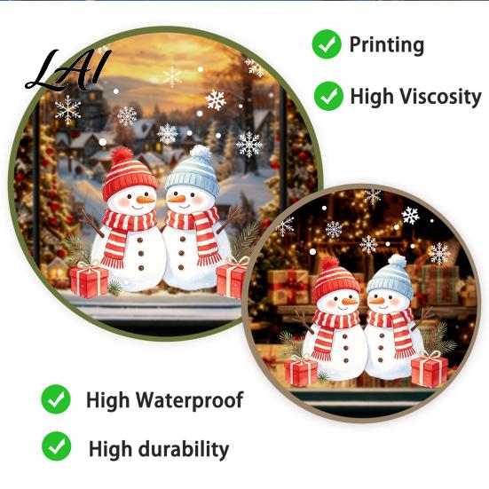 Creative Christmas Gift Ideas Snowman Static Glass Sticker PVC Waterproof Window Decals for Holiday Atmosphere Home Accents Decoration Snowflake