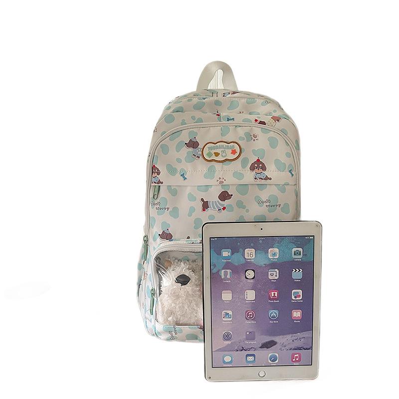 Schoolbag new cute cartoon dog printed backpack female student gift large capacity shoulder pain bag light casual schoolbag