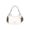 Hobo 23 Letter Logo Hardware Zipper Crosshatch Coated Canvas And Leather Half Moon Shoulder Crossbody Tote Bag Medium Women Bags White CJ842-CHK