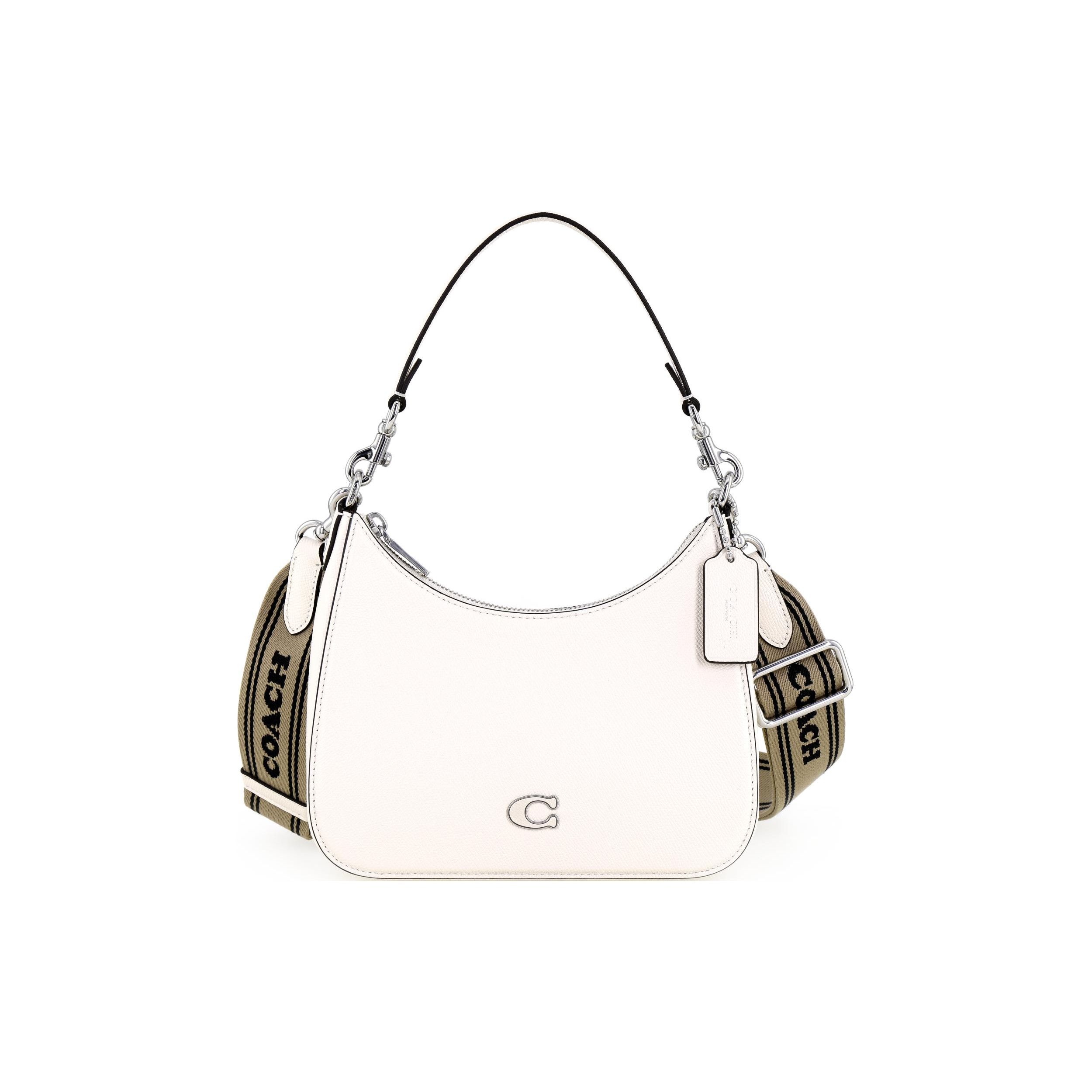 

Coach Hobo 23 Letter Logo Hardware Zipper Crosshatch Coated Canvas And Leather Half Moon Shoulder Crossbody Tote Bag Medium Women bags White CJ842-CHK Basic Set (Bag+Dust Bag)