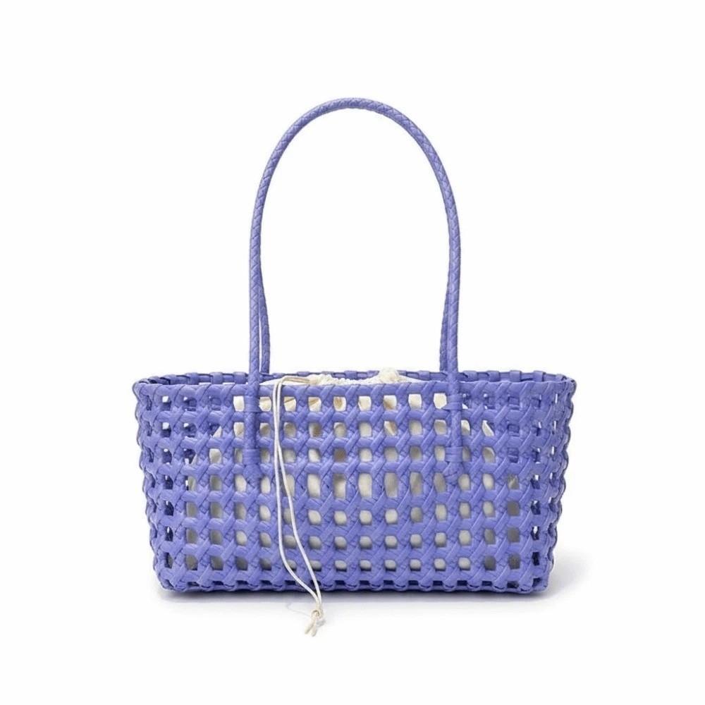 Large Capacity Hollow Out Tote Lightweight Handmade Handbag Woven Basket Bag  Poolside Picnic