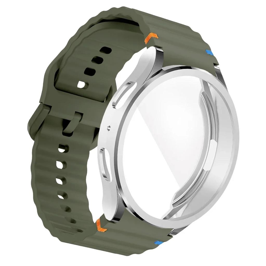 TPU Case+Strap Sports Strap for Samsung Galaxy 7 6 4 5 40mm 44MM Original Silicone Bracelet Soft TPU Case Glass Protective Cover