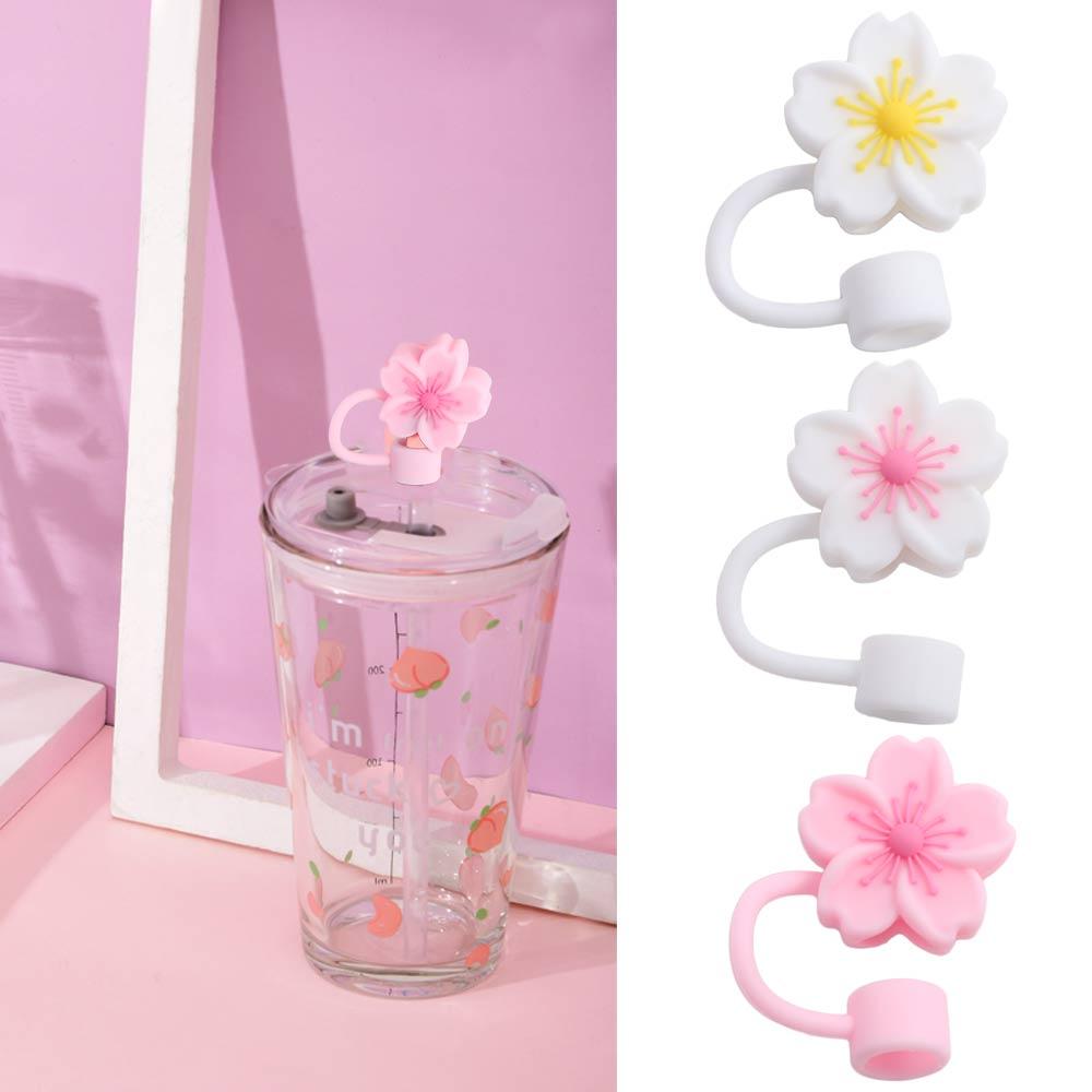 8/10mm Cherry Blossoms Straw Cover Dust-Proof Straw Tips Begonia Flower Straw Topper  Cup 30&40Oz