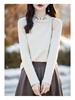 Women's Plus Size Embroidered Stand Collar Long Sleeve Warm Shirt for Autumn/Winter