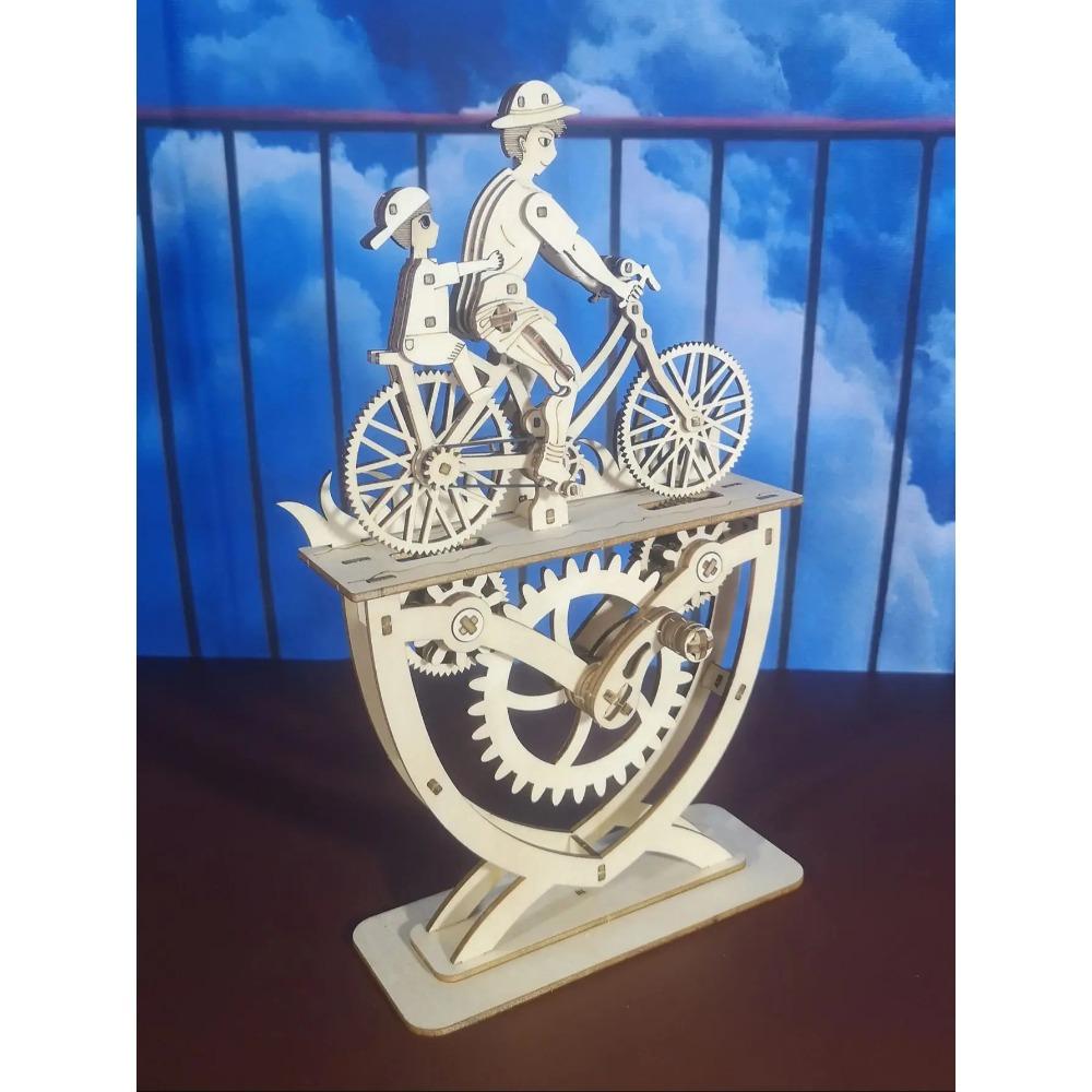 3D Wooden Puzzle Father and Son Diy Handmade Bicycle Assembly Model Kits  Creative Decoration