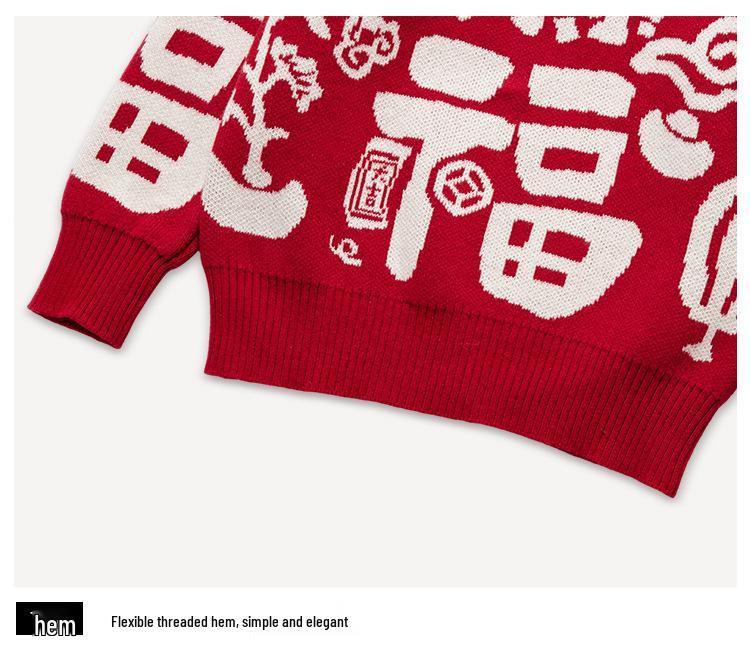2026 Festive Red Family Matching Sweaters for Chinese New Year - Trendy Outfits for a Family of Three or Four