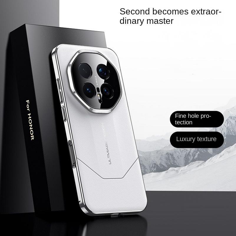 Good Feel Plain Leather Plated Frame Case For Honor Magic8 Pro Magic 8 7 Lite 6 Honor X9c X60 Pro Camera protection Cover