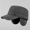 Hat Men's Autumn and Winter Fleece Ear Protector Grandpa Warm Thick Flat Top Hat Cotton Hat