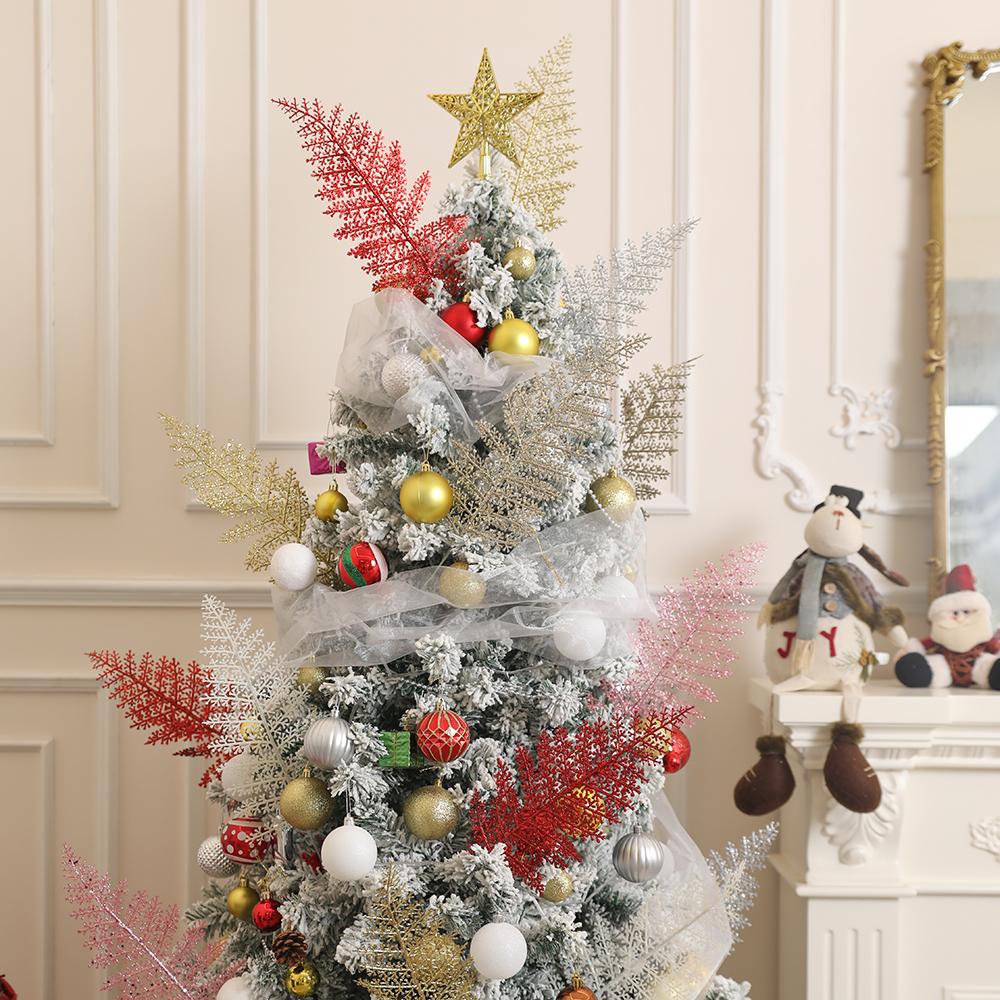 4Pcs Artificial Leaves Bouquet Fake Plant Christmas Tree Decoration for Xmas Garland Ornament Home Decor 2026 Gift Accessories