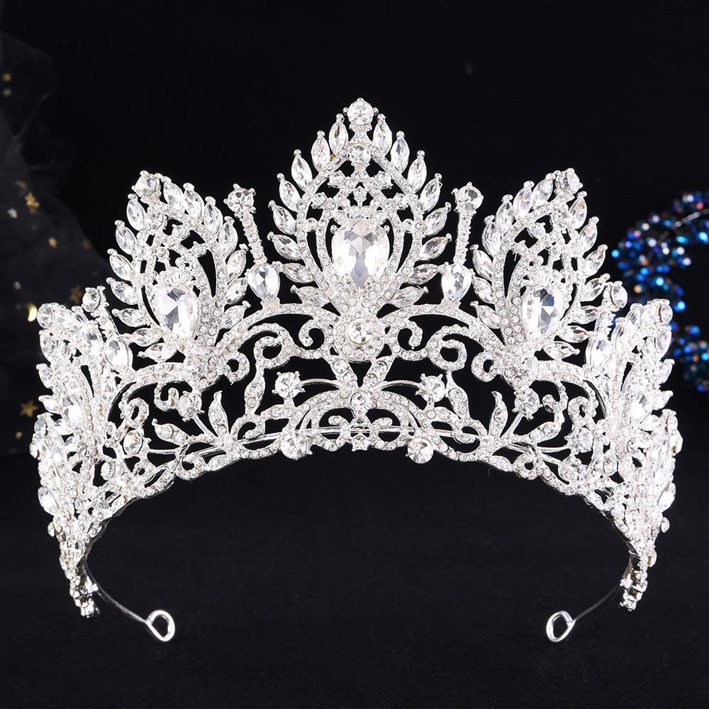 

DIEZI Baroque Opal Crystal Flower Tiara For Women Girls Party Luxury Bridal Bride Rhinestone Crown Hair Accessories Jewelry срібний