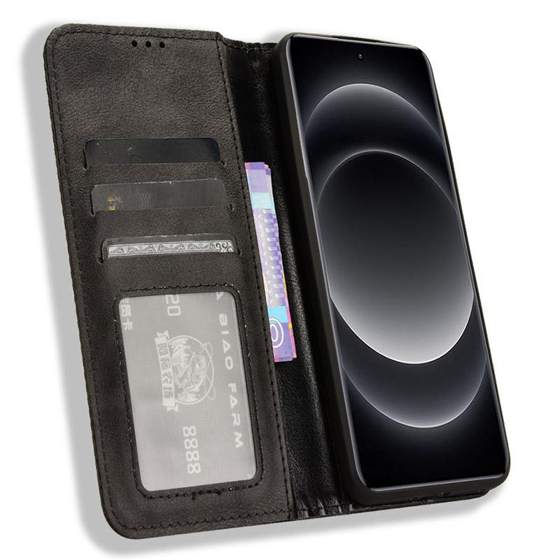 For Xiaomi 14 Ultra Case Vintage Leather Magnetic Flip Phone Cover
