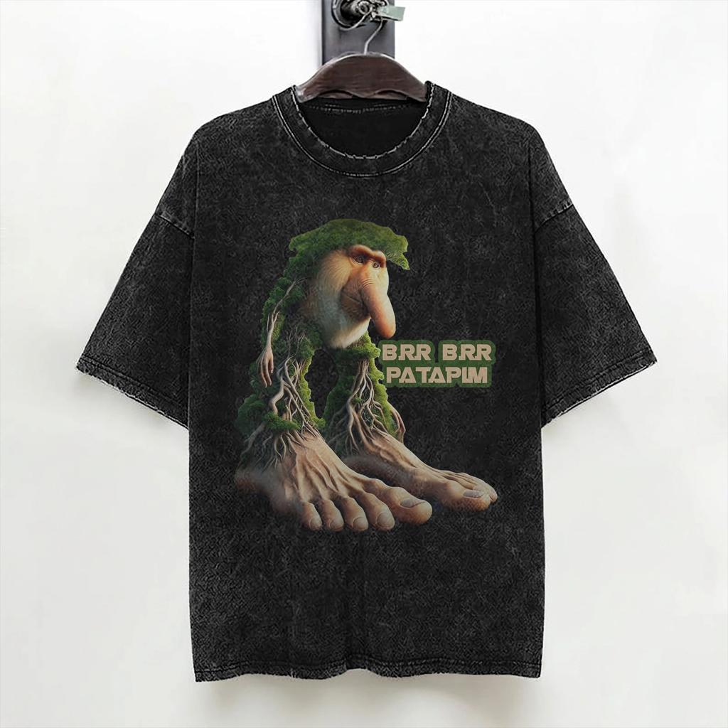 Bombardino Crocodilo Italian Brainrot Washed T Shirt Streetwear Hip Hop Casual Tshirt  Tees Men Women Short Sleeve Oversize