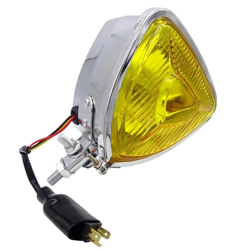 

H4 Мотоциклетная треугольная фара передняя лампа для Harley Softail Sportster Dyna Cafe Racer Bobber Chopper Запчасти для мотоциклетного освещения