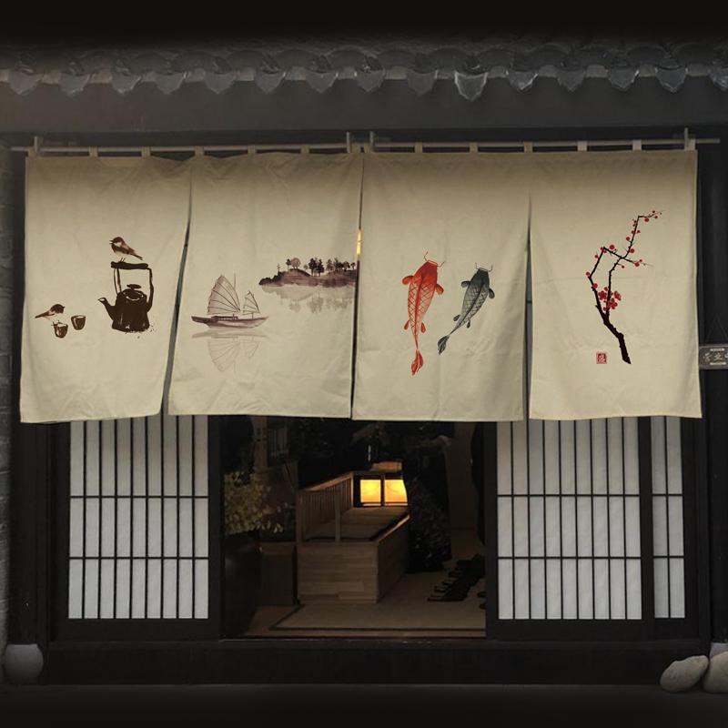 Japanese Style Tea Room Door Curtain Restaurant Signboard Chinese Tea House Partition Restaurant Hotel Pub Banner Short Curtain