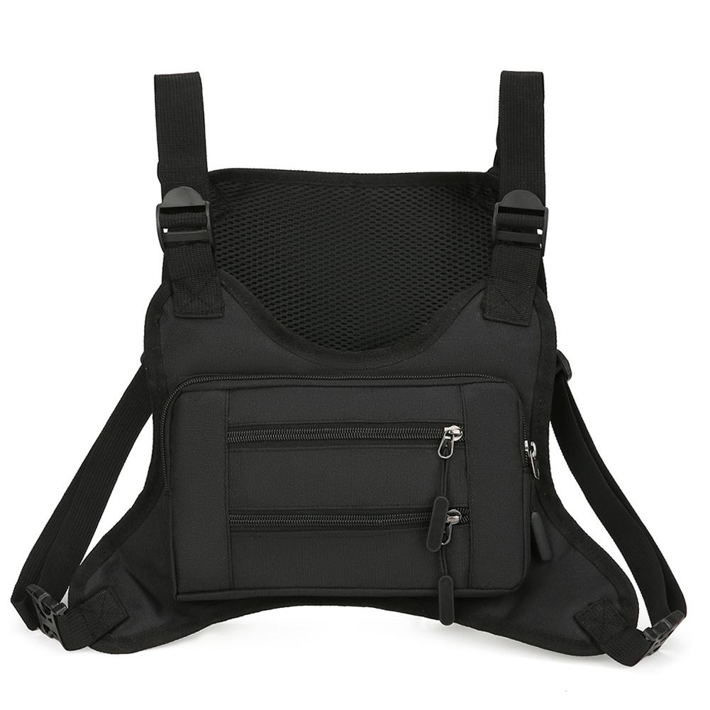 

Front Chest Pack Multi-Pockets Fashion Sport Backpack Adjustable Strap Streetwear Chest Bag for Running Travel чорний