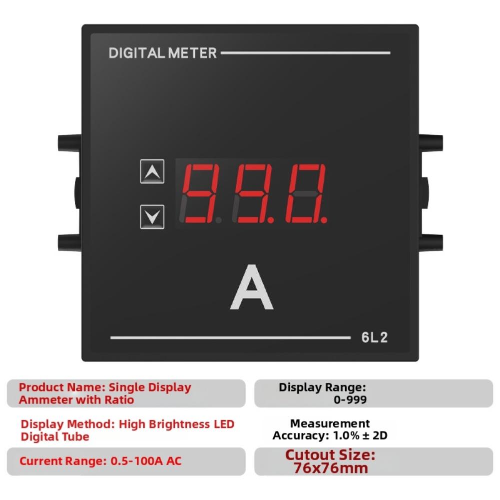 6L2 Digital AC Ammeter with LED Screen AC220V380V Embedded Installation for Precise Current Monitoring Solutions